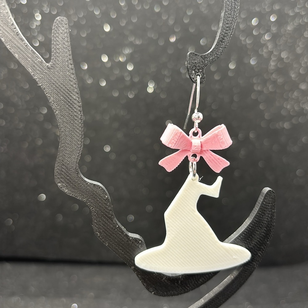 The Bewitched Bloom Earrings with Pink Bows - Picture 3 of 4